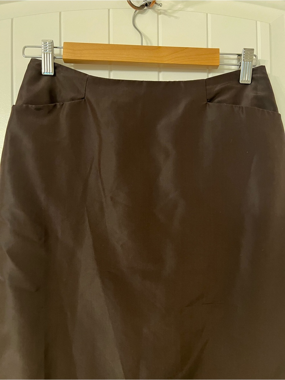Never been worn Vintage Choc brown 100% silk skirt by Carmen Marc Valvo - Picture 2 of 15